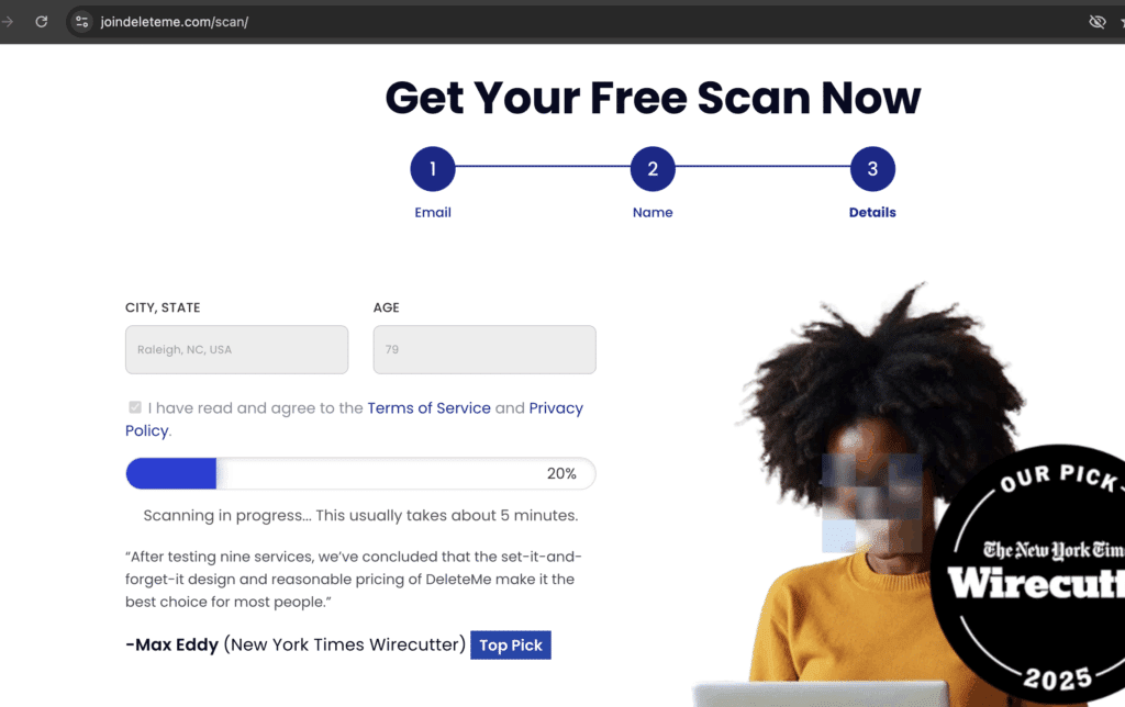 DeleteMe Free "Scan" 2026